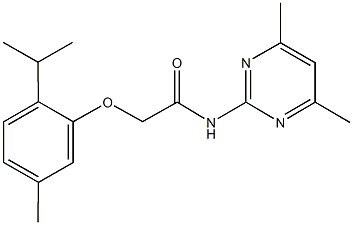 N-(4,6-dimethyl-2-pyrimidinyl)-2-(2-isopropyl-5-methylphenoxy)acetamide Struktur