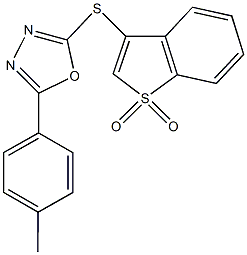 2-[(1,1-dioxido-1-benzothien-3-yl)sulfanyl]-5-(4-methylphenyl)-1,3,4-oxadiazole Struktur