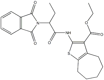 ethyl 2-{[2-(1,3-dioxo-1,3-dihydro-2H-isoindol-2-yl)butanoyl]amino}-5,6,7,8-tetrahydro-4H-cyclohepta[b]thiophene-3-carboxylate Struktur