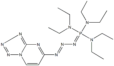 N-[bis(diethylamino)(3-tetraazolo[1,5-a]pyrimidin-5-yl-2-triazenylidene)phosphoranyl]-N,N-diethylamine Struktur