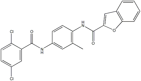 N-{4-[(2,5-dichlorobenzoyl)amino]-2-methylphenyl}-1-benzofuran-2-carboxamide Struktur