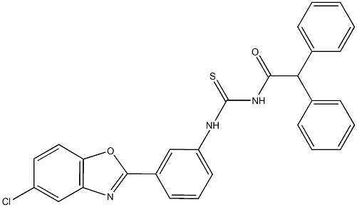 N-[3-(5-chloro-1,3-benzoxazol-2-yl)phenyl]-N'-(diphenylacetyl)thiourea Struktur