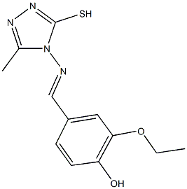 2-ethoxy-4-{[(3-methyl-5-sulfanyl-4H-1,2,4-triazol-4-yl)imino]methyl}phenol Struktur