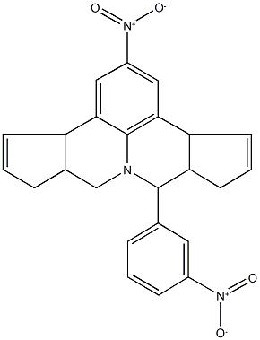 2-nitro-7-{3-nitrophenyl}-3b,6,6a,7,9,9a,10,12a-octahydrocyclopenta[c]cyclopenta[4,5]pyrido[3,2,1-ij]quinoline Struktur