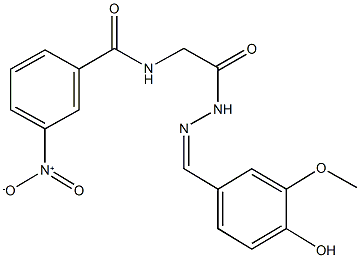 N-{2-[2-(4-hydroxy-3-methoxybenzylidene)hydrazino]-2-oxoethyl}-3-nitrobenzamide Struktur