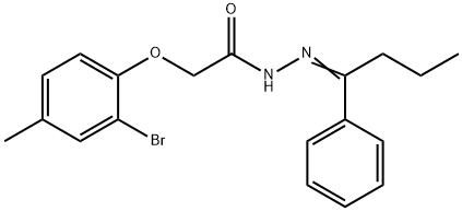 2-(2-bromo-4-methylphenoxy)-N'-(1-phenylbutylidene)acetohydrazide Struktur