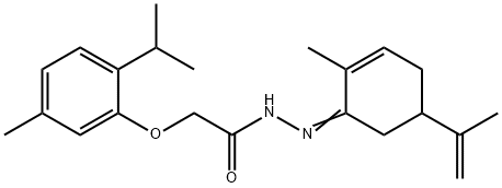 N'-(5-isopropenyl-2-methyl-2-cyclohexen-1-ylidene)-2-(2-isopropyl-5-methylphenoxy)acetohydrazide Struktur