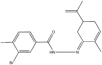 3-bromo-N'-(5-isopropenyl-2-methyl-2-cyclohexen-1-ylidene)-4-methylbenzohydrazide Struktur