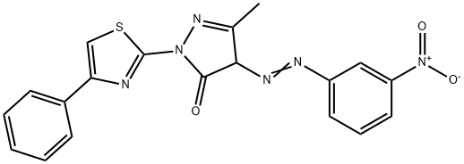 4-({3-nitrophenyl}diazenyl)-5-methyl-2-(4-phenyl-1,3-thiazol-2-yl)-2,4-dihydro-3H-pyrazol-3-one Struktur