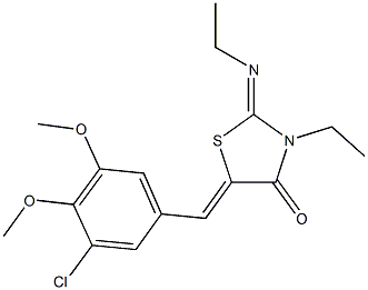 5-(3-chloro-4,5-dimethoxybenzylidene)-3-ethyl-2-(ethylimino)-1,3-thiazolidin-4-one Struktur