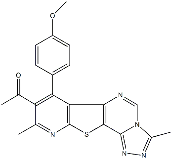 1-[7-(4-methoxyphenyl)-3,9-dimethylpyrido[3',2':4,5]thieno[2,3-e][1,2,4]triazolo[4,3-c]pyrimidin-8-yl]ethanone Struktur