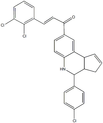 1-[4-(4-chlorophenyl)-3a,4,5,9b-tetrahydro-3H-cyclopenta[c]quinolin-8-yl]-3-(2,3-dichlorophenyl)-2-propen-1-one Struktur