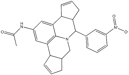 N-(7-{3-nitrophenyl}-3b,6,6a,7,9,9a,10,12a-octahydrocyclopenta[c]cyclopenta[4,5]pyrido[3,2,1-ij]quinolin-2-yl)acetamide Struktur