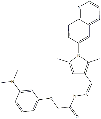 2-[3-(dimethylamino)phenoxy]-N'-{[2,5-dimethyl-1-(6-quinolinyl)-1H-pyrrol-3-yl]methylene}acetohydrazide Struktur