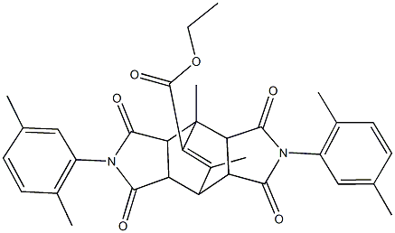 ethyl 4,10-bis(2,5-dimethylphenyl)-1,14-dimethyl-3,5,9,11-tetraoxo-4,10-diazatetracyclo[5.5.2.0~2,6~.0~8,12~]tetradec-13-ene-13-carboxylate Struktur