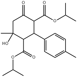 diisopropyl 4-hydroxy-4-methyl-2-(4-methylphenyl)-6-oxo-1,3-cyclohexanedicarboxylate Struktur