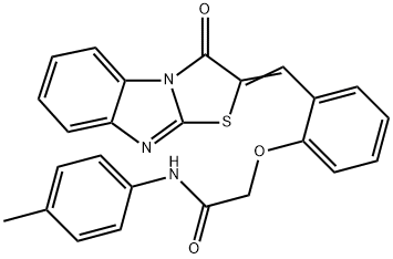 N-(4-methylphenyl)-2-{2-[(3-oxo[1,3]thiazolo[3,2-a]benzimidazol-2(3H)-ylidene)methyl]phenoxy}acetamide Struktur