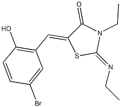 5-(5-bromo-2-hydroxybenzylidene)-3-ethyl-2-(ethylimino)-1,3-thiazolidin-4-one Struktur