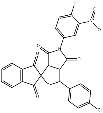 1-(4-chlorophenyl)-5-(4-fluoro-3-nitrophenyl)dihydro-1',3',4,6-tetraoxospiro[1H-furo[3,4-c]pyrrole-3,2'-(1'H)-indene] Struktur