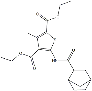 diethyl 5-[(bicyclo[2.2.1]hept-2-ylcarbonyl)amino]-3-methyl-2,4-thiophenedicarboxylate Struktur