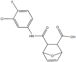 3-[(3-chloro-4-fluoroanilino)carbonyl]-7-oxabicyclo[2.2.1]hept-5-ene-2-carboxylic acid Struktur