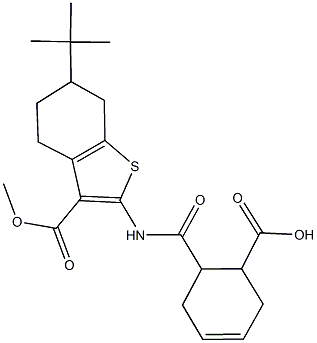 6-({[6-tert-butyl-3-(methoxycarbonyl)-4,5,6,7-tetrahydro-1-benzothien-2-yl]amino}carbonyl)-3-cyclohexene-1-carboxylic acid Struktur