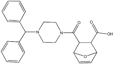 3-[(4-benzhydryl-1-piperazinyl)carbonyl]-7-oxabicyclo[2.2.1]hept-5-ene-2-carboxylic acid Struktur