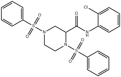 N-(2-chlorophenyl)-1,4-bis(phenylsulfonyl)-2-piperazinecarboxamide Struktur