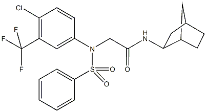 N-bicyclo[2.2.1]hept-2-yl-2-[4-chloro(phenylsulfonyl)-3-(trifluoromethyl)anilino]acetamide Struktur