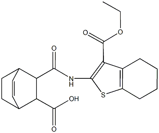 3-({[3-(ethoxycarbonyl)-4,5,6,7-tetrahydro-1-benzothien-2-yl]amino}carbonyl)bicyclo[2.2.2]oct-5-ene-2-carboxylic acid Struktur