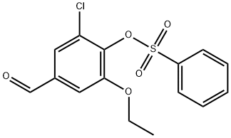 2-chloro-6-ethoxy-4-formylphenyl benzenesulfonate Struktur