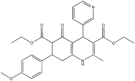 diethyl 7-(4-methoxyphenyl)-2-methyl-5-oxo-4-(3-pyridinyl)-1,4,5,6,7,8-hexahydro-3,6-quinolinedicarboxylate Struktur