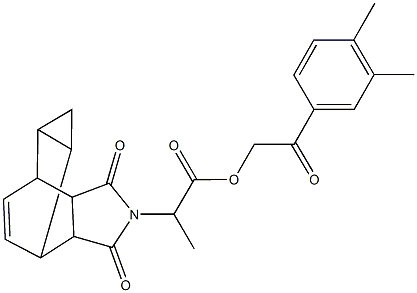 2-(3,4-dimethylphenyl)-2-oxoethyl 2-(3,5-dioxo-4-azatetracyclo[5.3.2.0~2,6~.0~8,10~]dodec-11-en-4-yl)propanoate Struktur