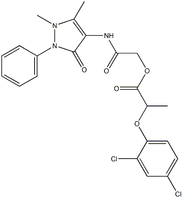 2-[(1,5-dimethyl-3-oxo-2-phenyl-2,3-dihydro-1H-pyrazol-4-yl)amino]-2-oxoethyl 2-(2,4-dichlorophenoxy)propanoate Struktur