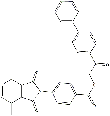 2-[1,1'-biphenyl]-4-yl-2-oxoethyl 4-(4-methyl-1,3-dioxo-1,3,3a,4,7,7a-hexahydro-2H-isoindol-2-yl)benzoate Struktur