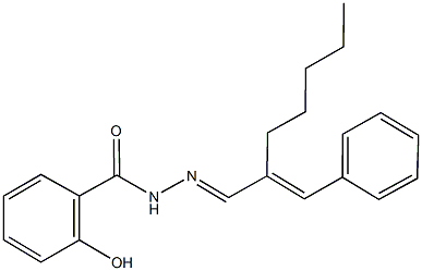 2-hydroxy-N'-(2-pentyl-3-phenyl-2-propenylidene)benzohydrazide Struktur