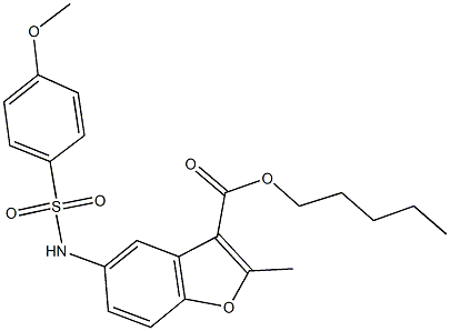 pentyl 5-{[(4-methoxyphenyl)sulfonyl]amino}-2-methyl-1-benzofuran-3-carboxylate Struktur