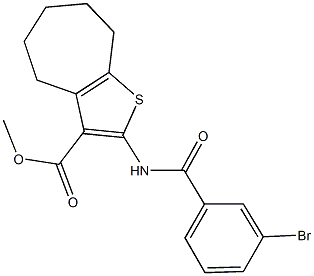 methyl 2-[(3-bromobenzoyl)amino]-5,6,7,8-tetrahydro-4H-cyclohepta[b]thiophene-3-carboxylate Struktur