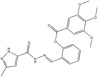 2-{2-[(3-methyl-1H-pyrazol-5-yl)carbonyl]carbohydrazonoyl}phenyl 3,4,5-trimethoxybenzoate Struktur