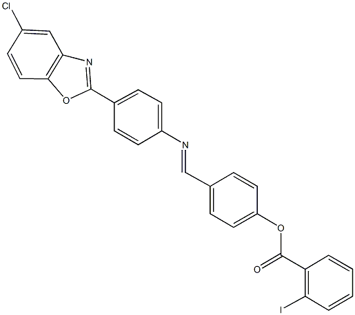 4-({[4-(5-chloro-1,3-benzoxazol-2-yl)phenyl]imino}methyl)phenyl 2-iodobenzoate Struktur