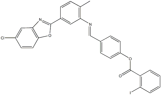 4-({[5-(5-chloro-1,3-benzoxazol-2-yl)-2-methylphenyl]imino}methyl)phenyl 2-iodobenzoate Struktur