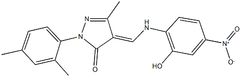 2-(2,4-dimethylphenyl)-4-({2-hydroxy-4-nitroanilino}methylene)-5-methyl-2,4-dihydro-3H-pyrazol-3-one Struktur