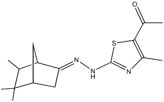 5,5,6-trimethylbicyclo[2.2.1]heptan-2-one (5-acetyl-4-methyl-1,3-thiazol-2-yl)hydrazone Struktur