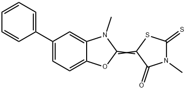 3-methyl-5-(3-methyl-5-phenyl-1,3-benzoxazol-2(3H)-ylidene)-2-thioxo-1,3-thiazolidin-4-one Struktur