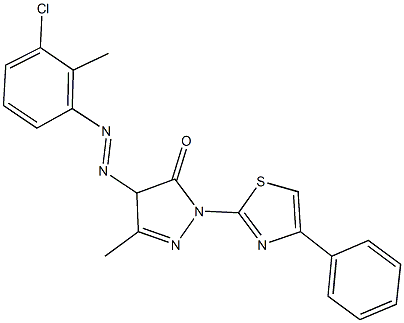 4-[(3-chloro-2-methylphenyl)diazenyl]-5-methyl-2-(4-phenyl-1,3-thiazol-2-yl)-2,4-dihydro-3H-pyrazol-3-one Struktur