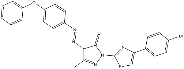 2-[4-(4-bromophenyl)-1,3-thiazol-2-yl]-5-methyl-4-[(4-phenoxyphenyl)diazenyl]-2,4-dihydro-3H-pyrazol-3-one Struktur