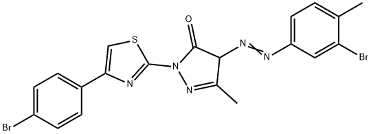 4-[(3-bromo-4-methylphenyl)diazenyl]-2-[4-(4-bromophenyl)-1,3-thiazol-2-yl]-5-methyl-2,4-dihydro-3H-pyrazol-3-one Struktur