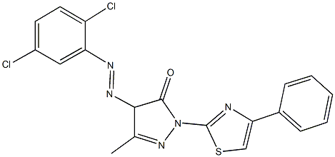 4-[(2,5-dichlorophenyl)diazenyl]-5-methyl-2-(4-phenyl-1,3-thiazol-2-yl)-2,4-dihydro-3H-pyrazol-3-one Struktur