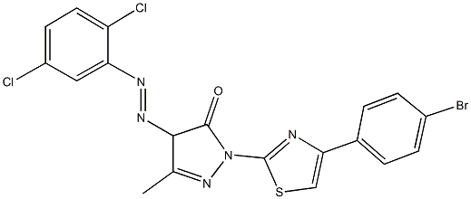 2-[4-(4-bromophenyl)-1,3-thiazol-2-yl]-4-[(2,5-dichlorophenyl)diazenyl]-5-methyl-2,4-dihydro-3H-pyrazol-3-one Struktur