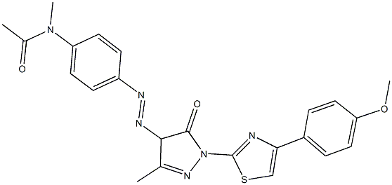 N-[4-({1-[4-(4-methoxyphenyl)-1,3-thiazol-2-yl]-3-methyl-5-oxo-4,5-dihydro-1H-pyrazol-4-yl}diazenyl)phenyl]-N-methylacetamide Struktur